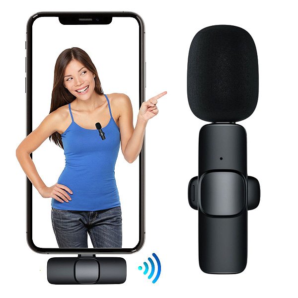 Microfone Lapela Sem Fio 2 Unidades Lightning