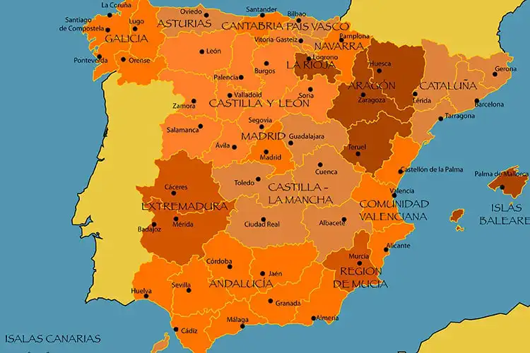 Mapa da Espanha - Regiões